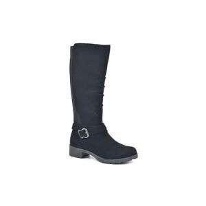 WHITE MOUNTAIN Womens Black Dayna Round Toe Block Heel Zip-Up Slouch Boot 5 M